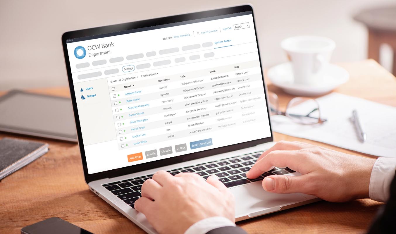 Setting access permissions for users through Convene System Admin tab